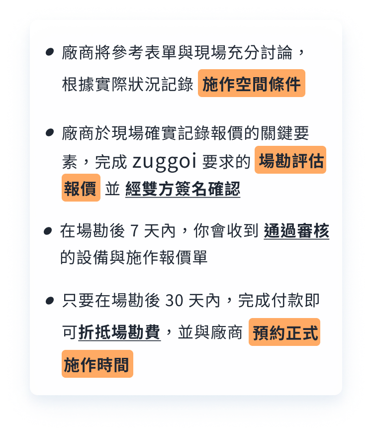 第二階段：場勘評估與正式報價。專業師傅到府確認管線與安裝位置，提供透明、標準化的空調安裝報價單。
